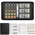 Fireproof Coin Collection Book - Holds 300 Coins & 36 Currency Sleeves, Fire-Resistant Storage Case for Collectors