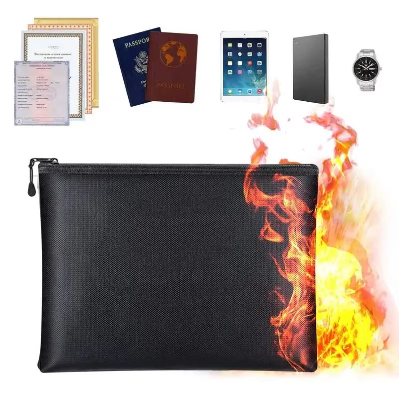 Fireproof Waterproof Document Bag 8x5.3 Inch with Zipper for Important Papers & Valuables