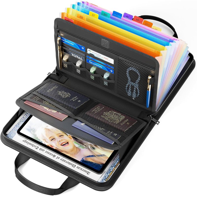 Fireproof Document Bag with Handle - Waterproof Fire & Water Resistant Safe Pouch for Passports, Cash, USB, 13 Pockets