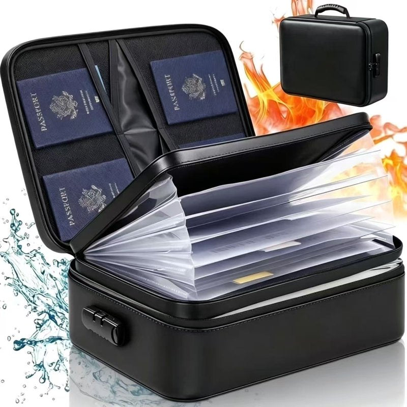 Fireproof Document Bag with Lock Water-Resistant Storage Case for Files Money