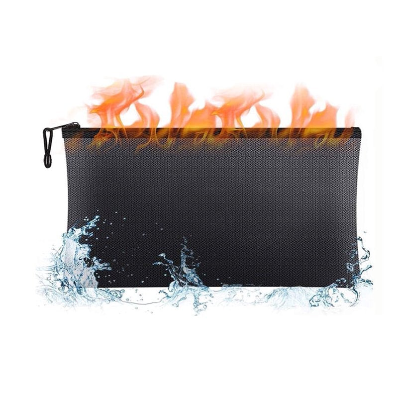Fireproof Document Bag Water-Resistant Money Pouch with Zipper for Travel & Safety