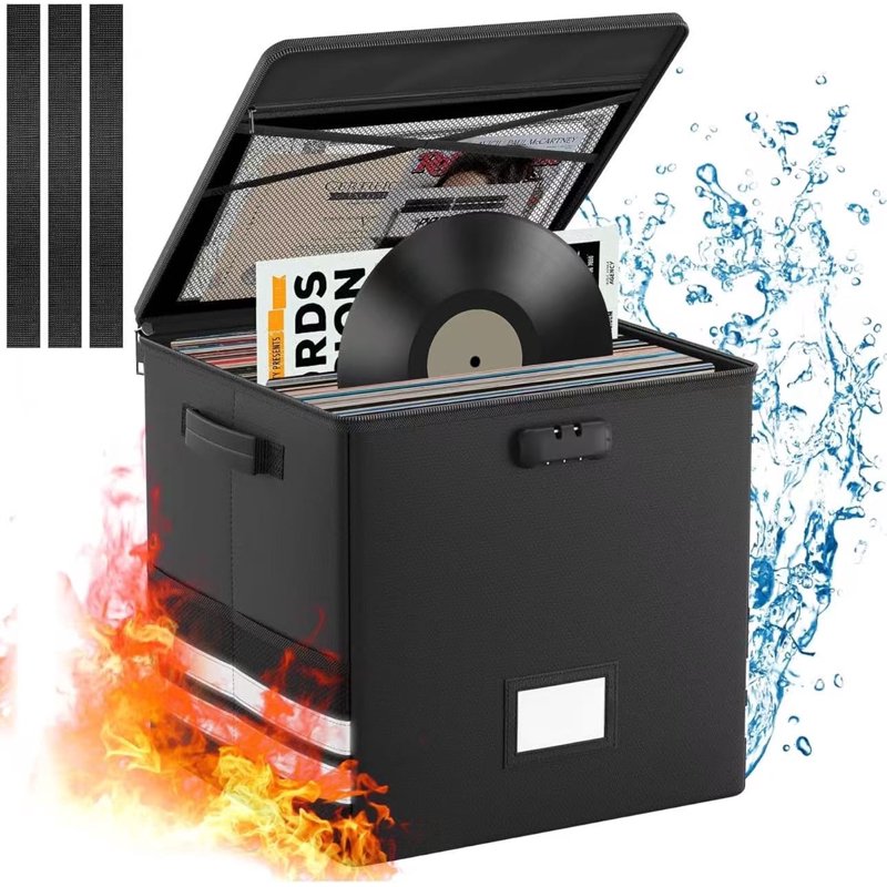 Fireproof Document Safe Box with Lock - Collapsible Water-Resistant File Organizer