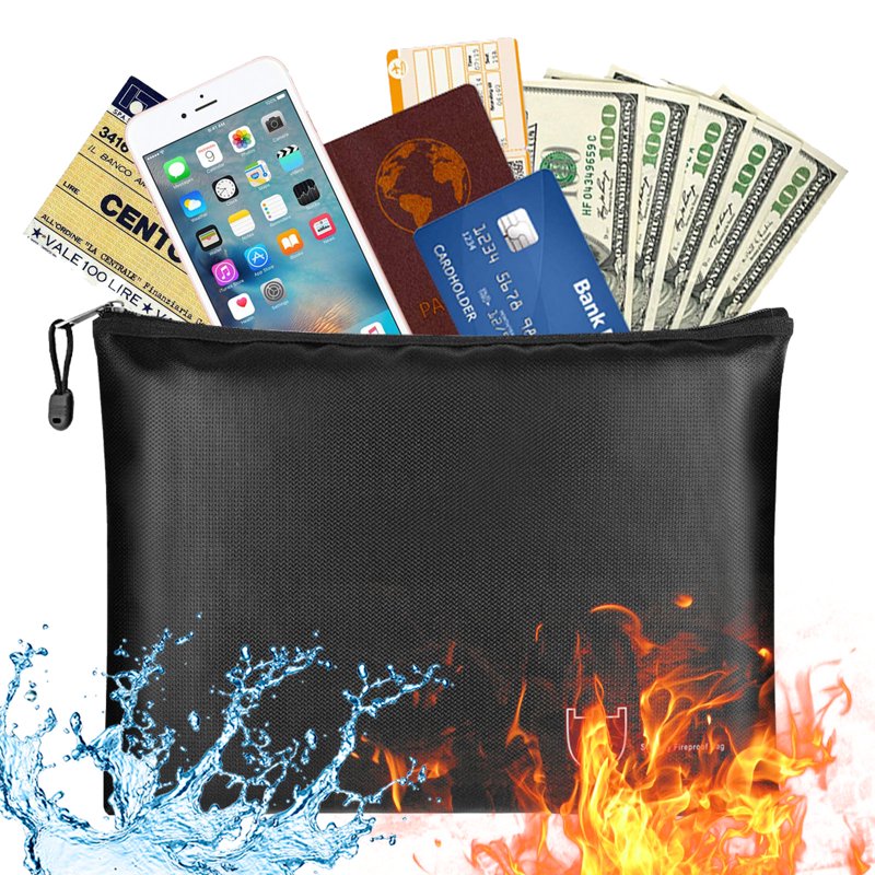 Fireproof Water-Resistant Document & Money Safe Bag 1832°F Protection Envelope