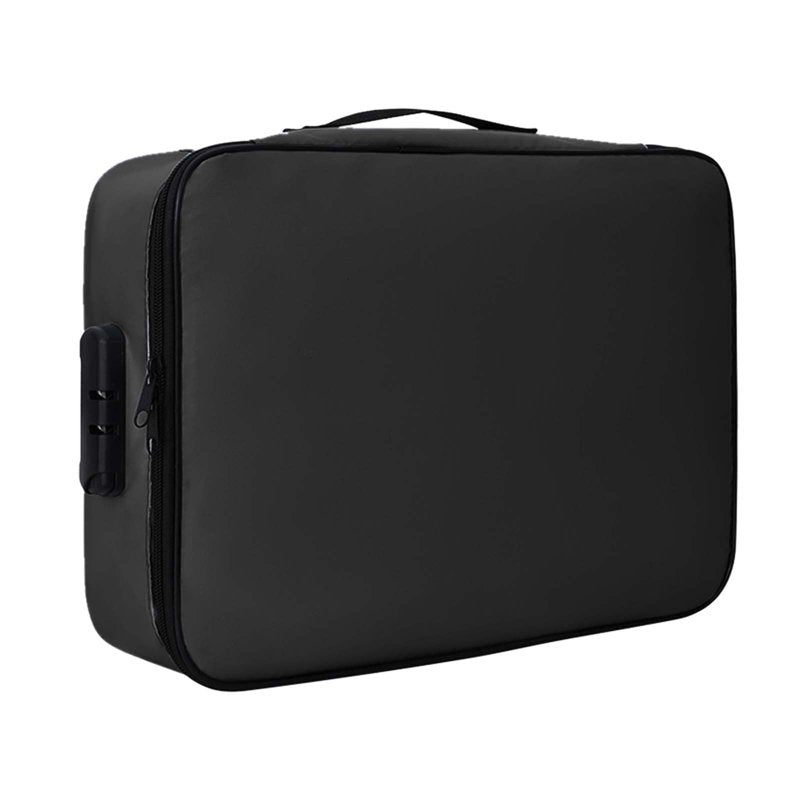 Fireproof Waterproof Document Storage Box with Lock & Organizer Bags