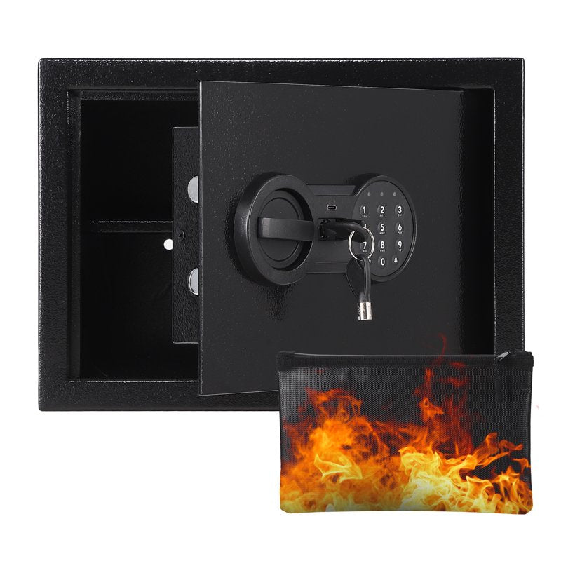 Heavy-Duty Fireproof Waterproof Steel Security Safe Box with Digital & Key Lock