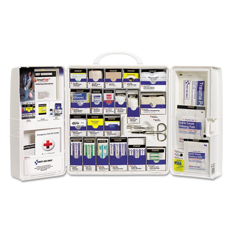 Large First Aid Kit for 50 People with 206 Pieces - Wall Mountable OSHA Compliant