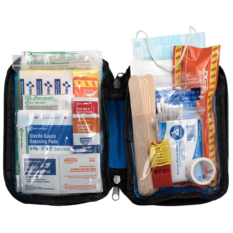 Essential First Aid Kit with 105 Pieces in Fabric Case for Home, Car, Travel