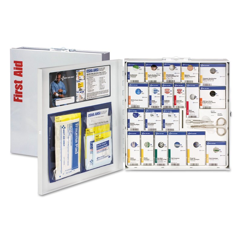 Wall Mountable First Aid Kit - 202 Pieces for Businesses and Offices