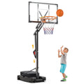 Portable Basketball Hoop for Kids & Adults - Adjustable 3.9-8.5 ft with HDPE Backboard