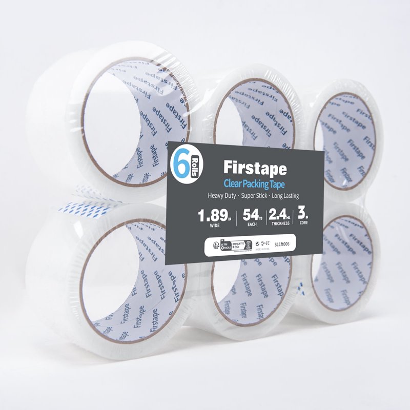 Heavy Duty Packing Tape - 6 Rolls, 1.88 Inch x 55 Yards, Clear, 2 Mil Thick for Shipping & Moving