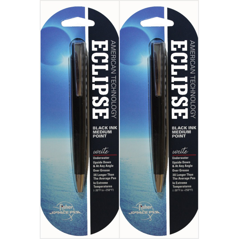 Fisher Space Pen 2 Pack Retractable Black Ink Pens - Writes Underwater & Upside Down