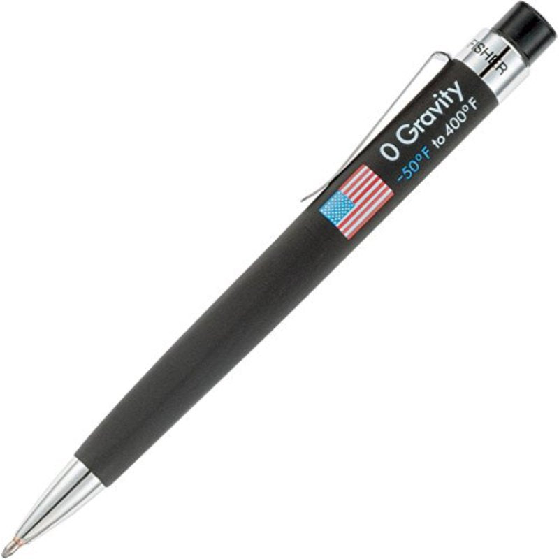 Fisher Space Pen Zero Gravity Pen with American Flag Imprint – Waterproof & Cold-Resistant Black Rubber Finish