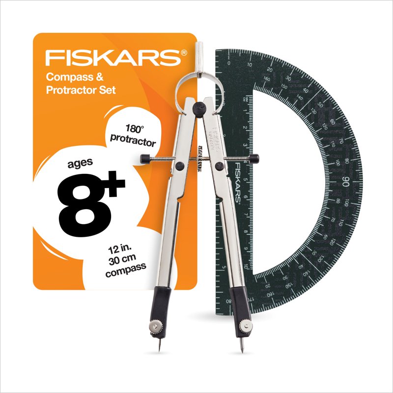 12-Inch Metal Compass with Protractor for Geometry & Math Supplies