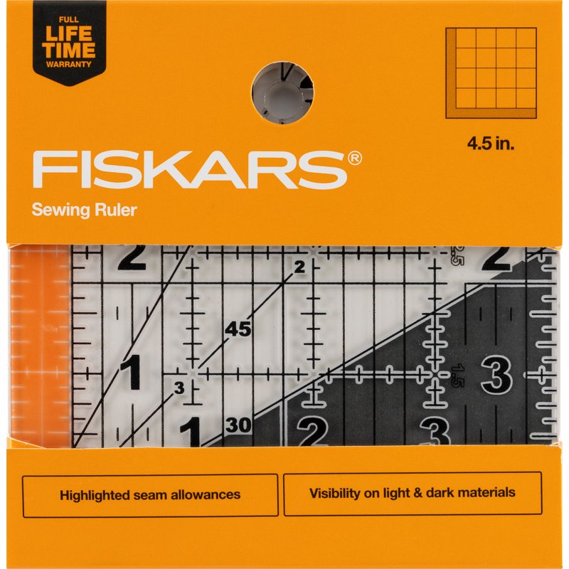 Square Sewing Ruler 4.5 Inch Clear Grid Lines for Quilting and Crafting