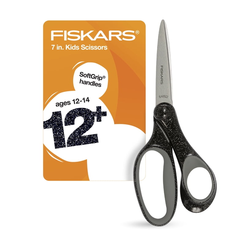 Kids 7-Inch Glitter Scissors for Arts & Crafts - Precision Blades & Ergonomic Handle
