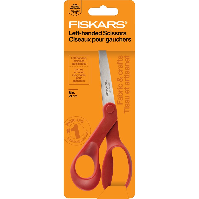 Left-Handed Fabric Scissors 8 Inch - Red Craft & Sewing Scissors