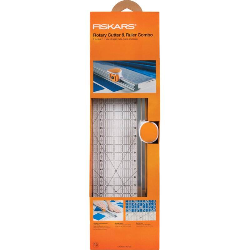 Fiskars Rotary Cutter and Ruler Combo - 24x6 Fabric Cutting Tool for Sewing and Quilting