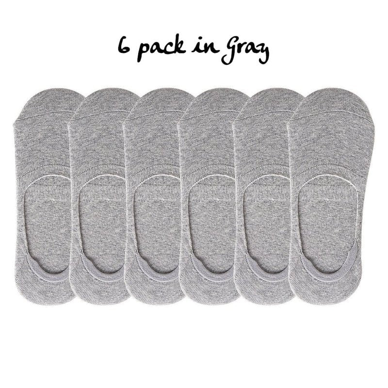 Fit In Clouds Grey No-Show Women’s Socks 6-Pack Size 8-11 – Low Cut Liner
