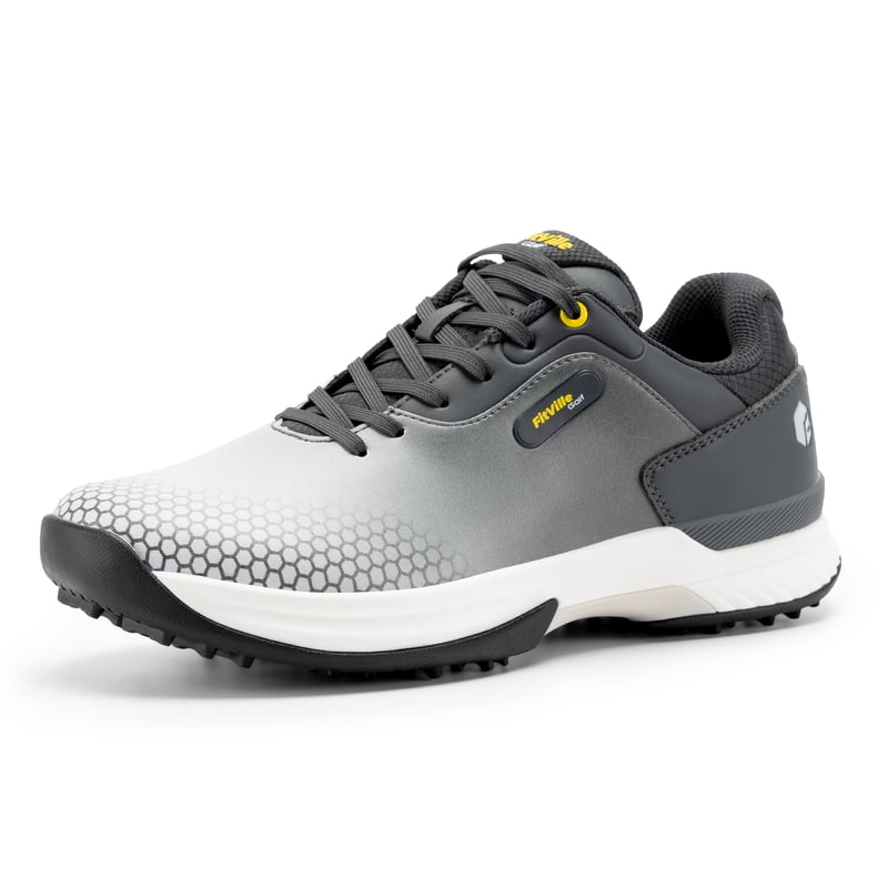 FitVille Wide & Extra Wide Golf Shoes for Men – Waterproof Spiked, Gray, 9.5 Wide