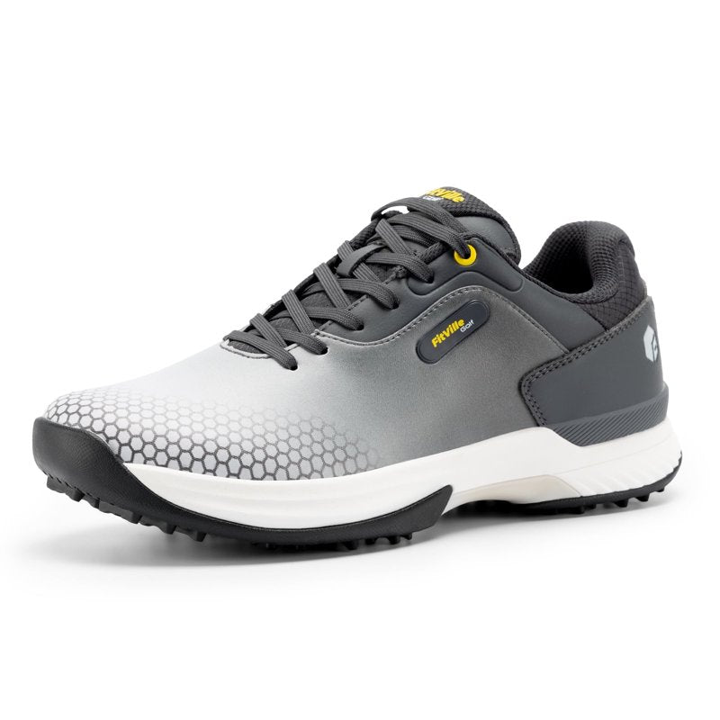 FitVille Wide Men’s Golf Shoes Gray, 11.5 Wide – Waterproof, Arch Support, Spiked