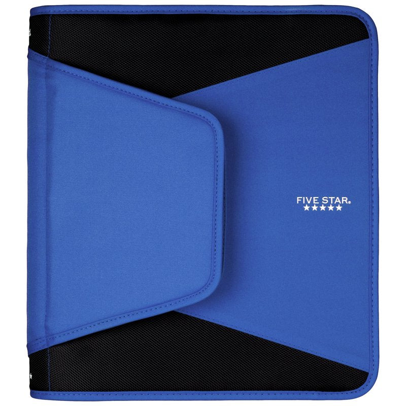 Durable 1.5 Inch Plastic Binder with Zipper Pocket and Rings - Blue