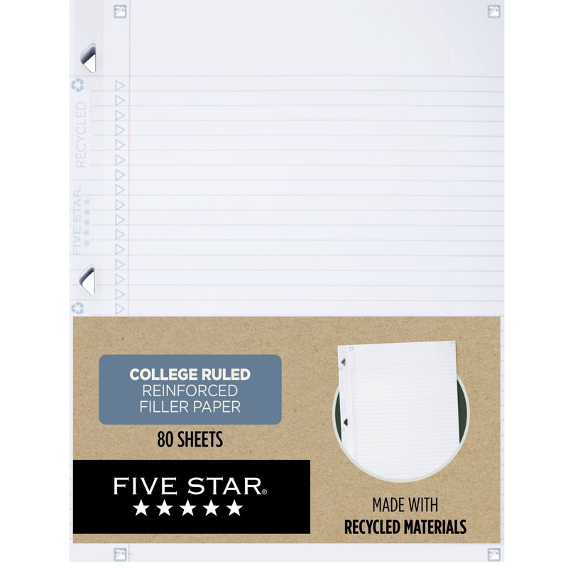 Reinforced College Rule Filler Paper 8.5x11 Inches, 170023, 1 Pack