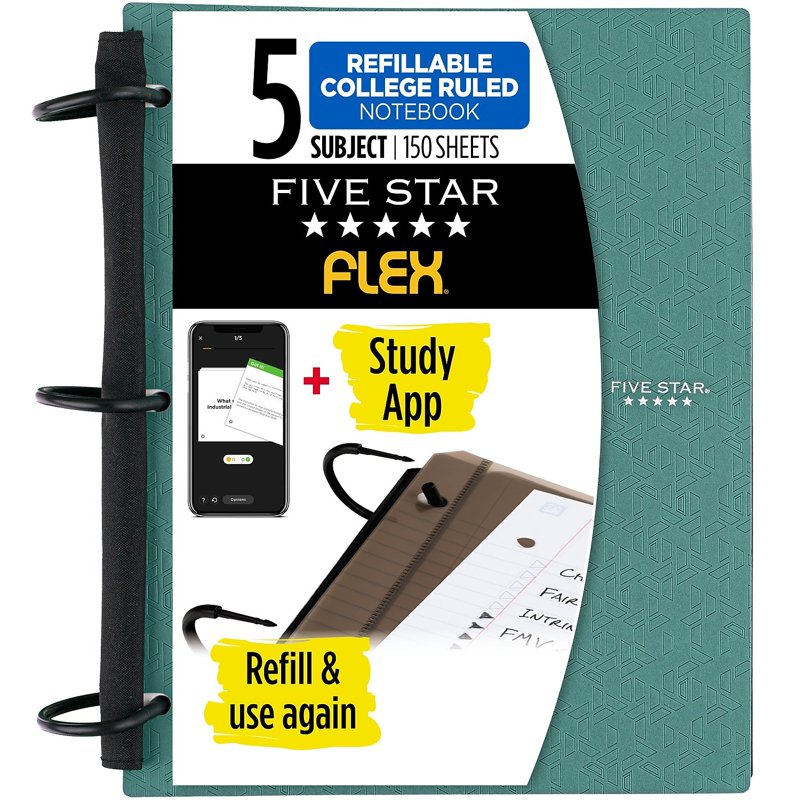 Five Star Refillable 5-Subject Notebook 8.5 x 11 - College Ruled, 150 Sheets