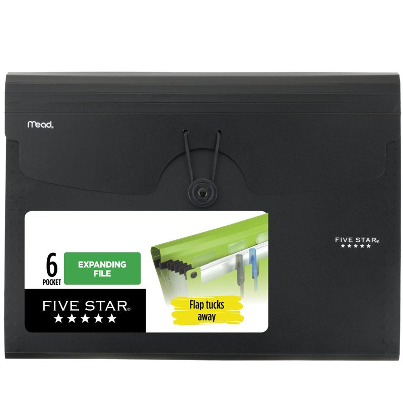 6-Pocket Expanding File Organizer 12.12 x 9.14in Black - Office & School Supplies