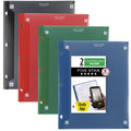 2-Pocket Plastic Folder Set with Study App Compatibility - Black Fire Red Green