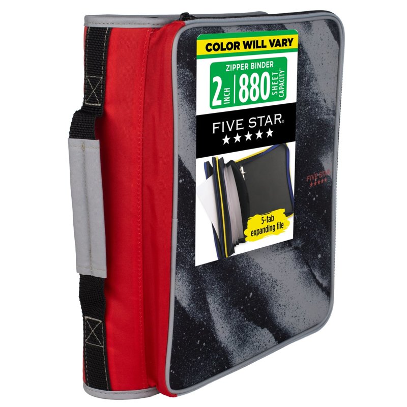 Multi-Access Zipper Binder with 2-Inch Rings and Expanding File - Assorted Colors