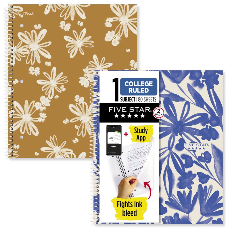 Spiral Notebook with Study App - College Ruled, 8.5 x 11, 2-Pack