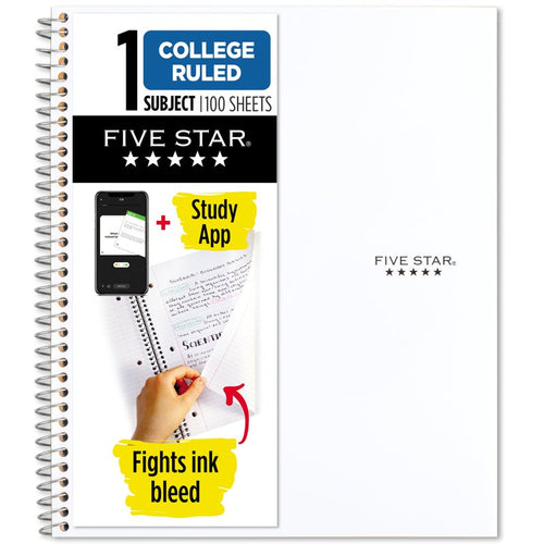 1 Subject College Ruled Notebook with Study App, 8.5x11 Water-Resistant Cover