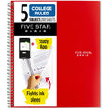 Five Star 5-Subject Wirebound Notebook - 200 Pages, Water-Resistant Cover