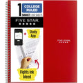 Spiral Notebook with Study App - 1 Subject, College Ruled, 8.5x11 Fire Red