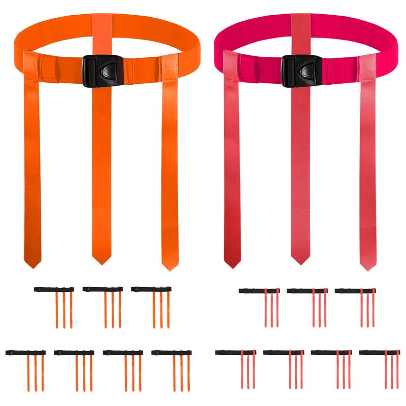 Flag Football Belts Set for 14 Players with 42 Flags - Adjustable, Easy Tear Away