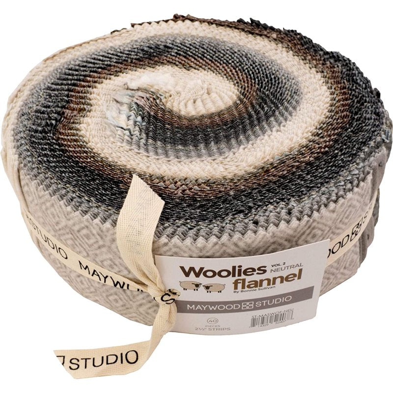 Neutral Flannel Jelly Roll Fabric Bundle 40 Pre-Cut 2.5x44 Inches Quilting