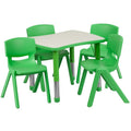 Kids Activity Table Set with 4 Chairs - Height Adjustable Plastic Classroom Furniture