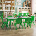 Kids Activity Table Set with 6 Chairs - Adjustable Classroom Furniture, Green