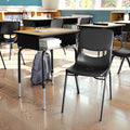 Student Desk with Classroom Stack Chair Set - Natural Top, Black Frame