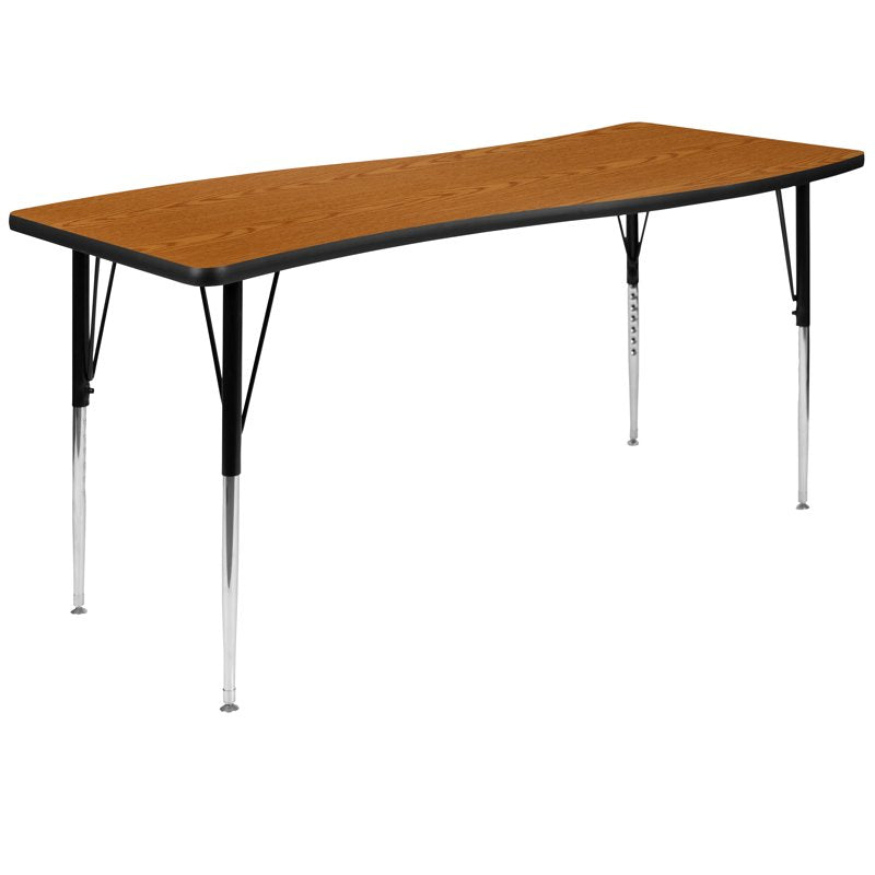 Collaborative Wave Activity Table - 26x60 Inches, Adjustable Legs, Thermal Laminate Top