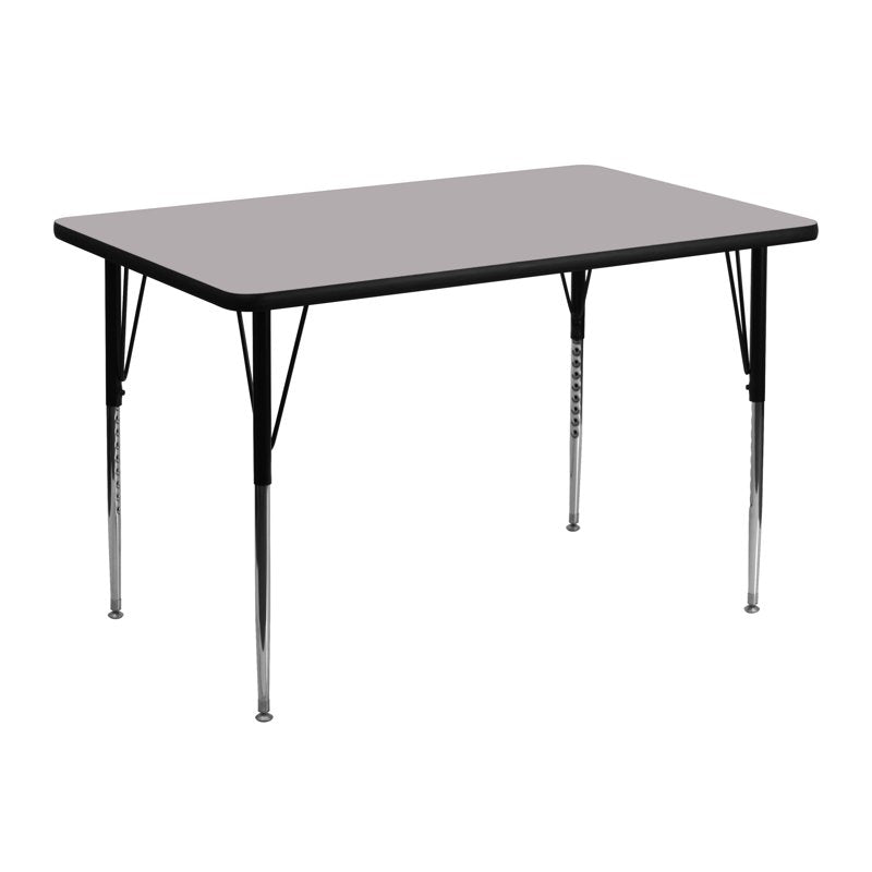 Rectangular Activity Table with Adjustable Legs - 30x48 Inches, Scratch & Warp Resistant Top