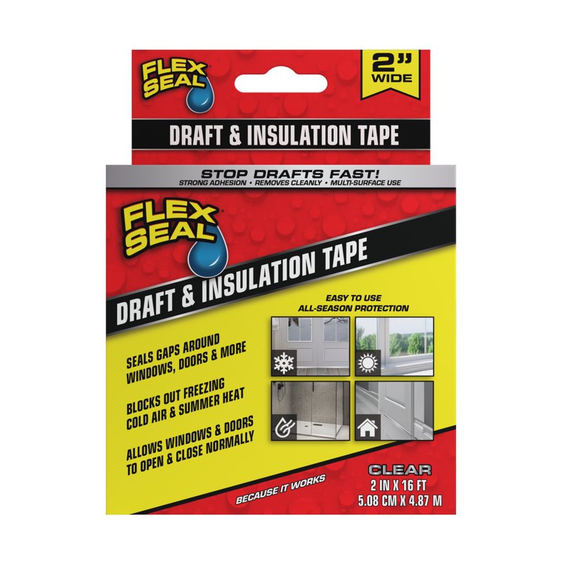 Clear Draft and Insulation Tape - 2" x 16' Weatherproof Sealing Tape