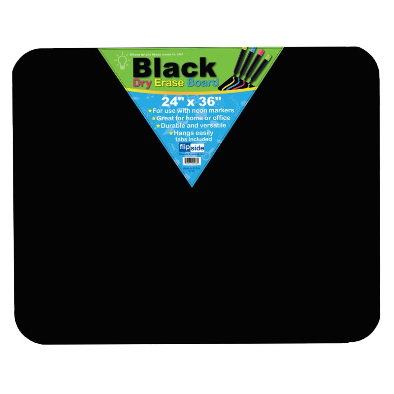 Black Dry Erase Board 24 x 36 Inches with Neon Markers Compatible