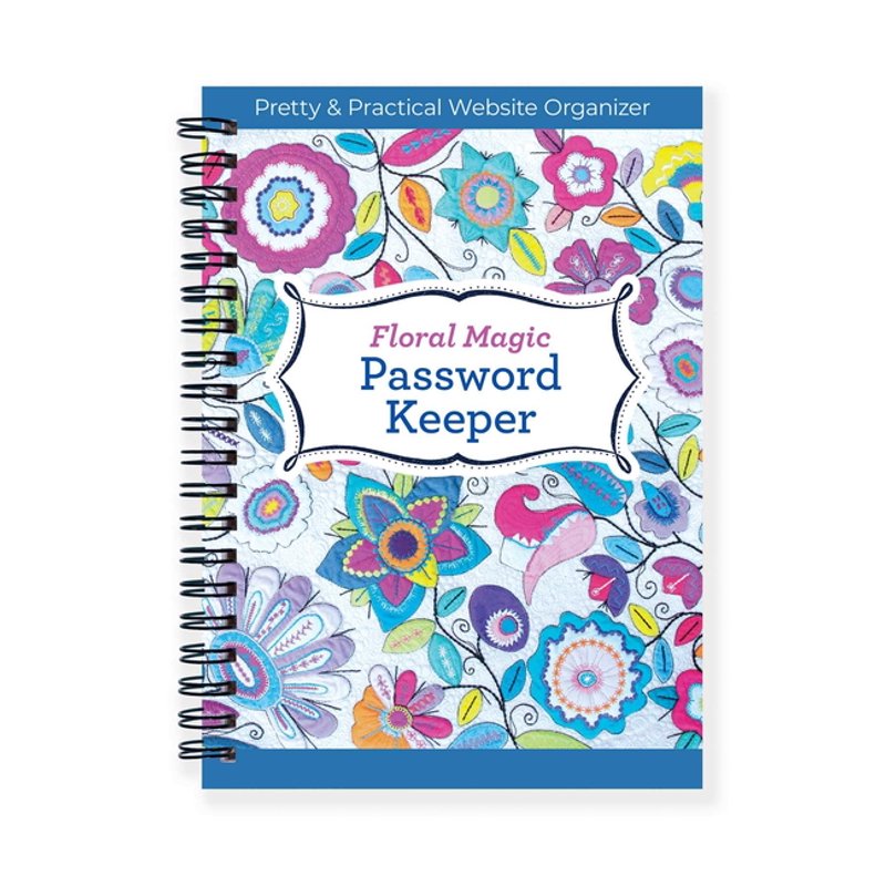 Spiral Password Keeper Organizer with Floral Design - Office & Stationery