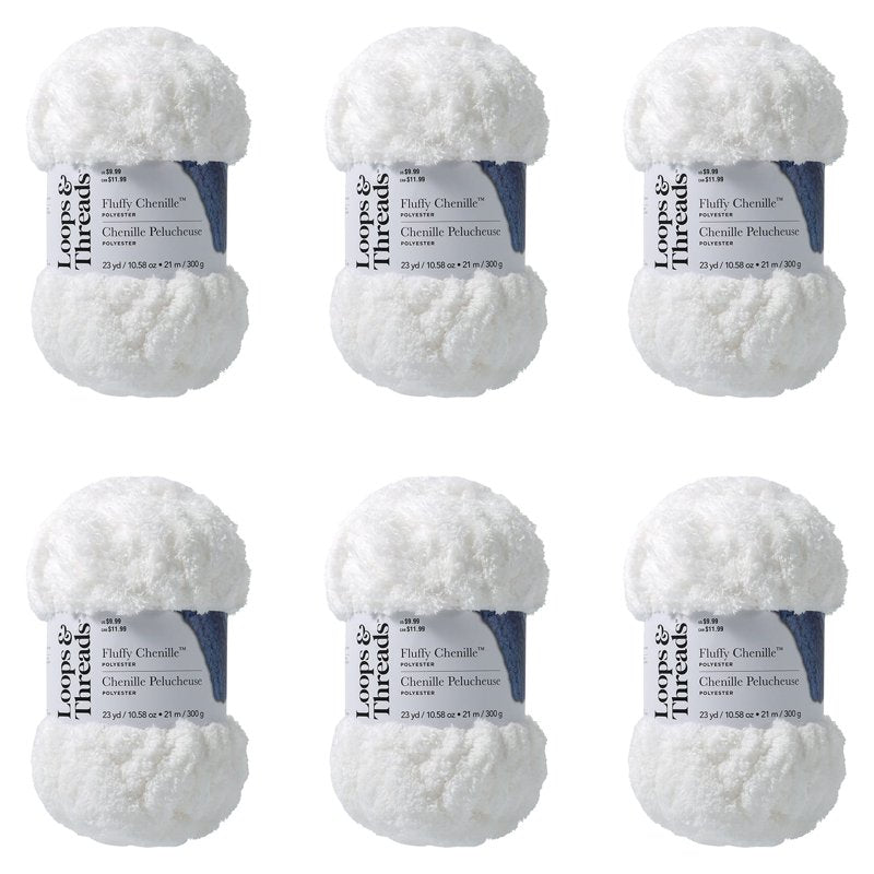 Jumbo Fluffy Chenille Yarn - 6 Pack Soft Polyester for Knitting & Crochet