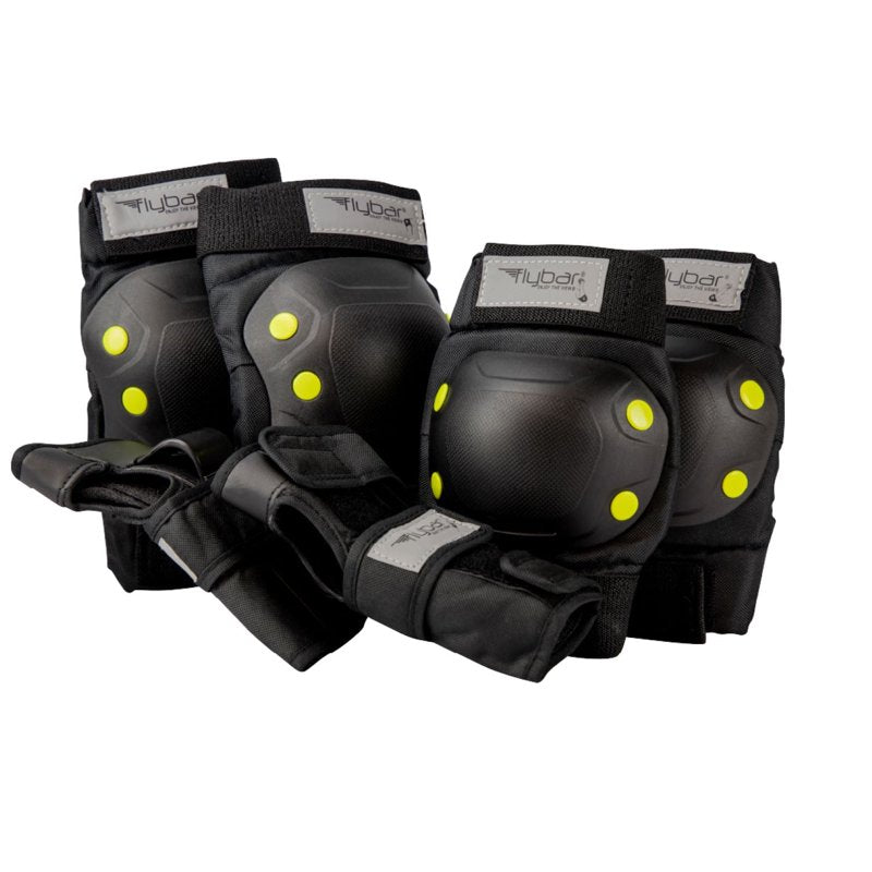 Kids Safety Knee, Elbow & Wrist Pad Set for Multi-Sport Protection - Small, Black