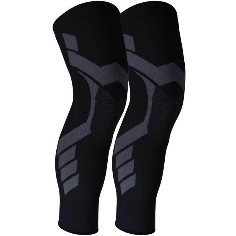 Full Leg Compression Sleeves for Running Hiking Cycling Fitness Knee Brace - Black, Size M