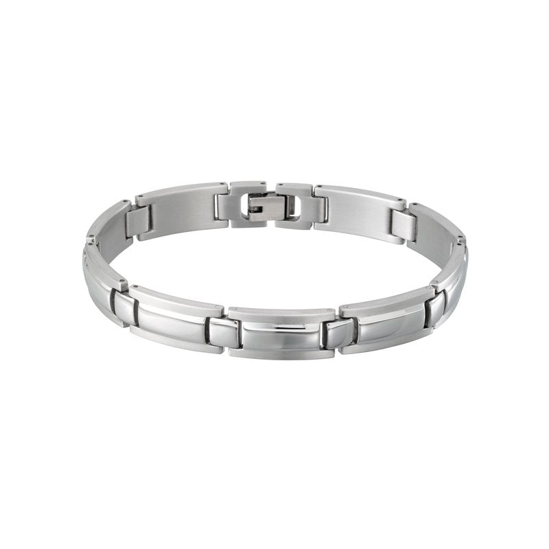 Men's White Stainless Steel Bracelet 8.5 Inch Modern Jewelry Gift