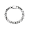 Men's Solid White Stainless Steel Curb Link Bracelet 9" - Signature Lock Closure