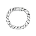 Men's Wide Solid Curb Link Bracelet in White Stainless Steel 9"